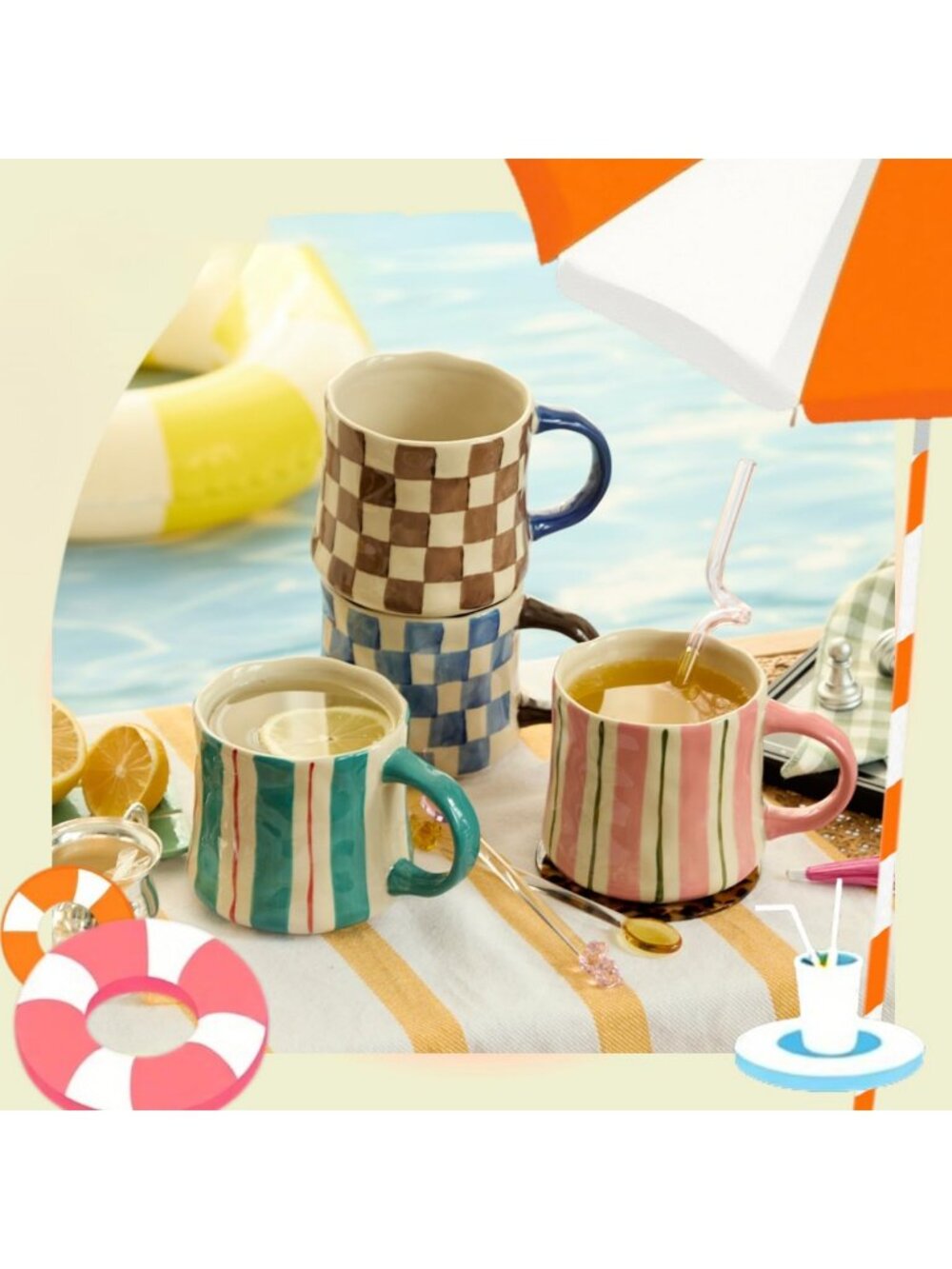 Artistic Hand-Painted Ceramic Coffee Mugs Set of 4 – 16oz Large Capacity